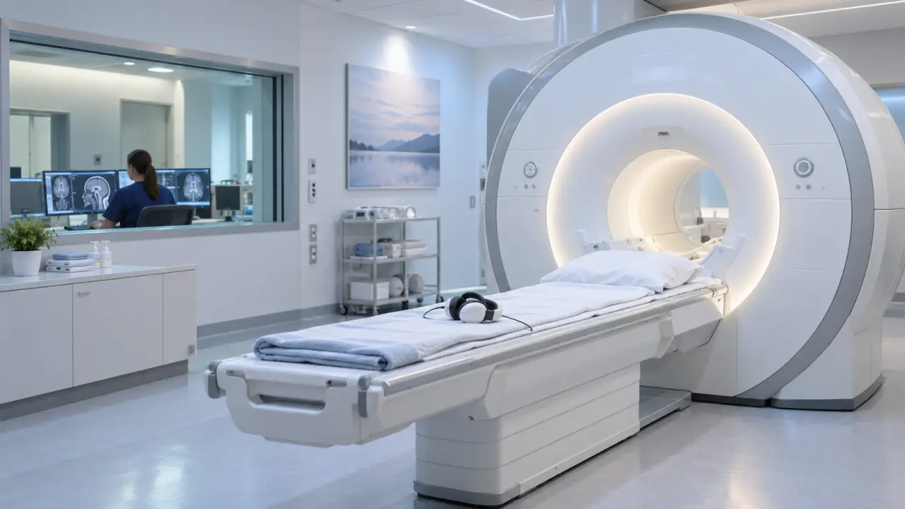 Scanner d'imagerie par résonance magnétique dans une salle d'examen