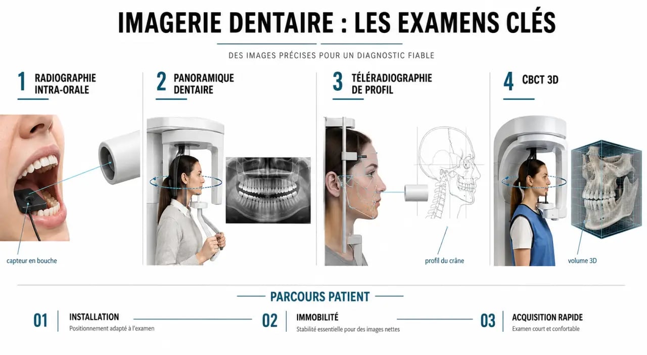 Radiologie dentaire : schéma des principaux examens d’imagerie de la bouche et des mâchoires