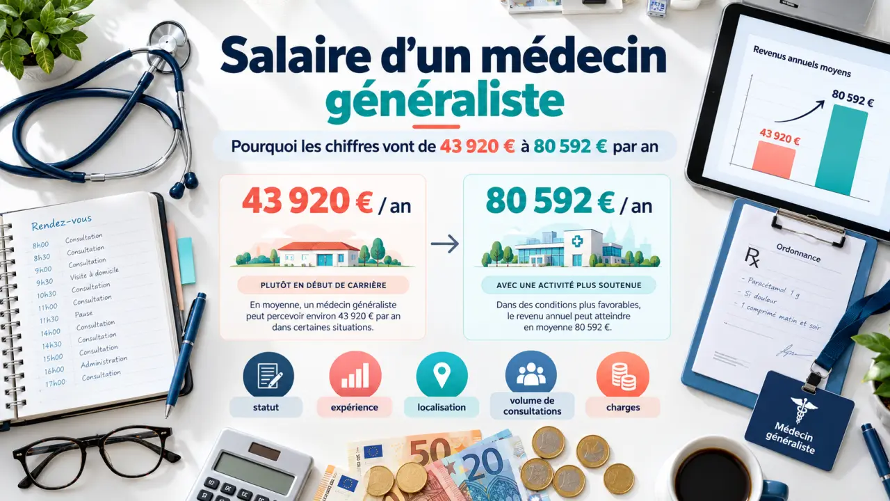 Salaire d'un médecin généraliste : pourquoi les chiffres vont de 43 920 € à 80 592 € par an