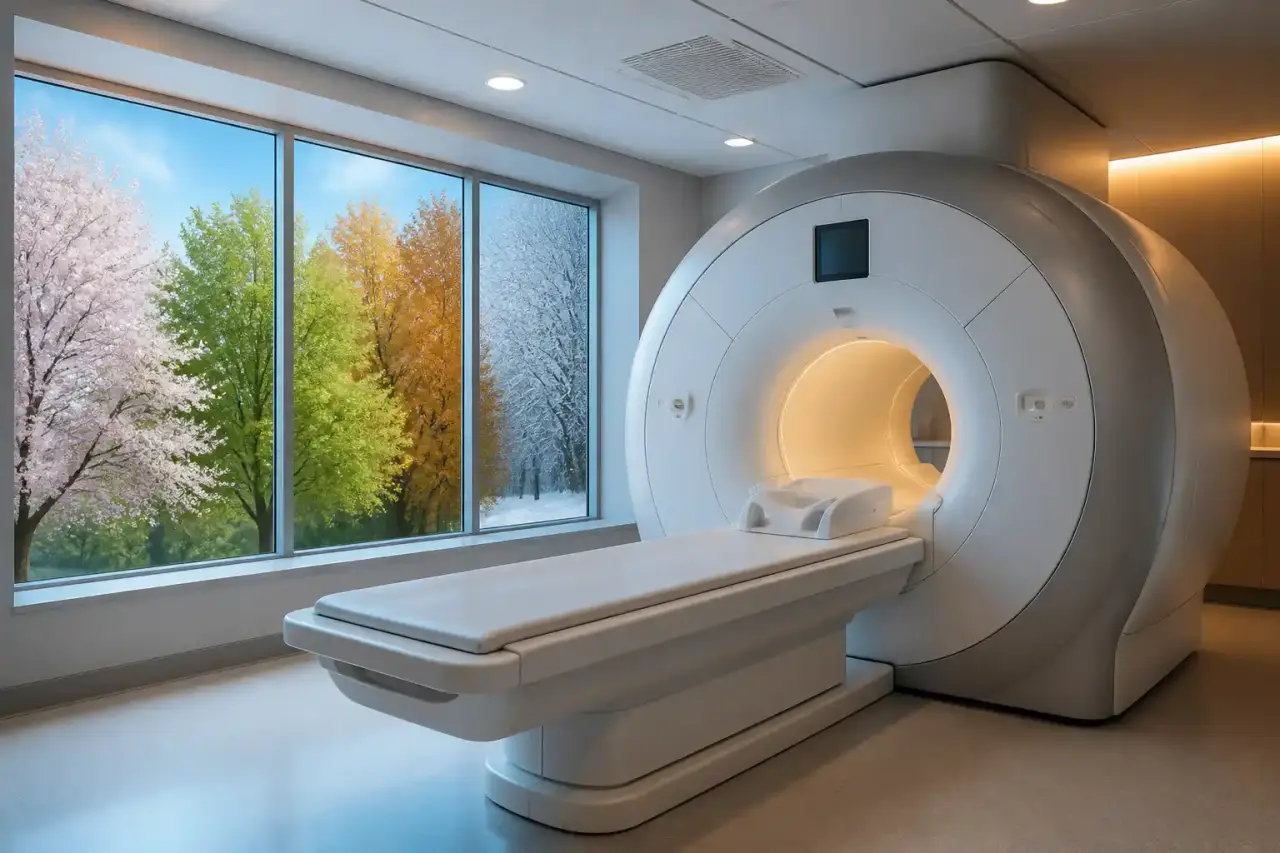 Scanner IRM présenté dans une esthétique web scientifique année 2000