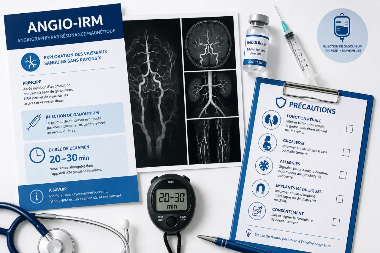 Angio-IRM : injection de gadolinium, 20 à 30 minutes et précautions à connaître