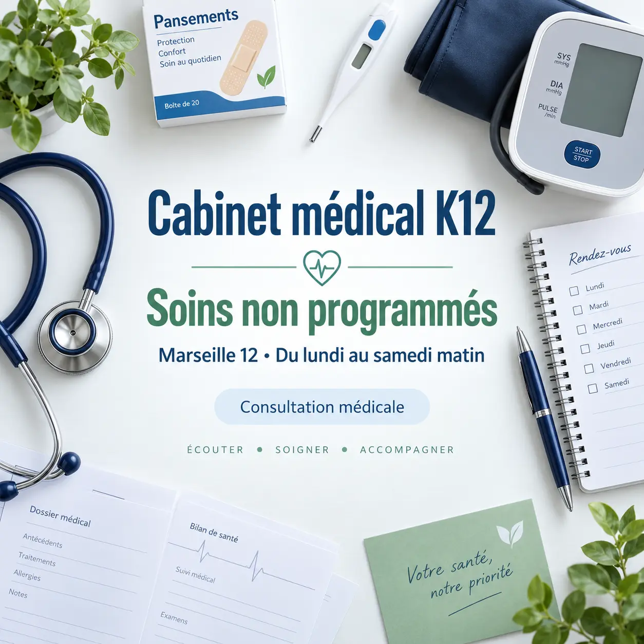Le Cabinet médical K12 accueille les soins non programmés à Marseille 12, du lundi au samedi matin