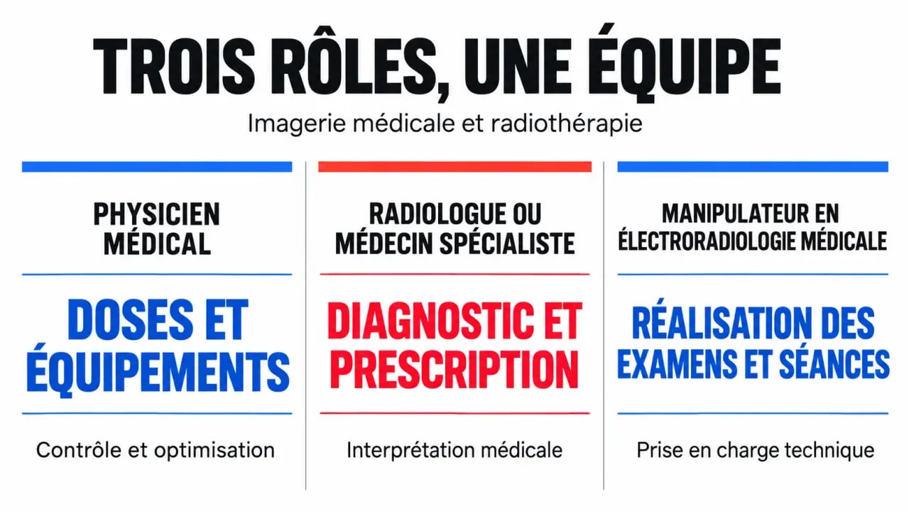 Physicien médical, radiologue et manipulateur en électroradiologie : comparaison des rôles dans l’équipe de soins