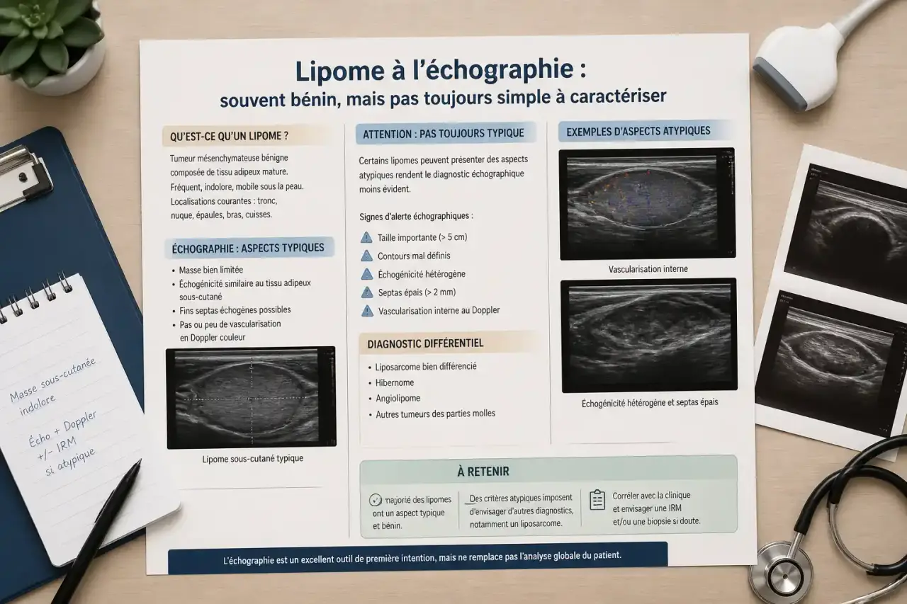 Lipome à l’échographie : souvent bénin, mais pas toujours simple à caractériser