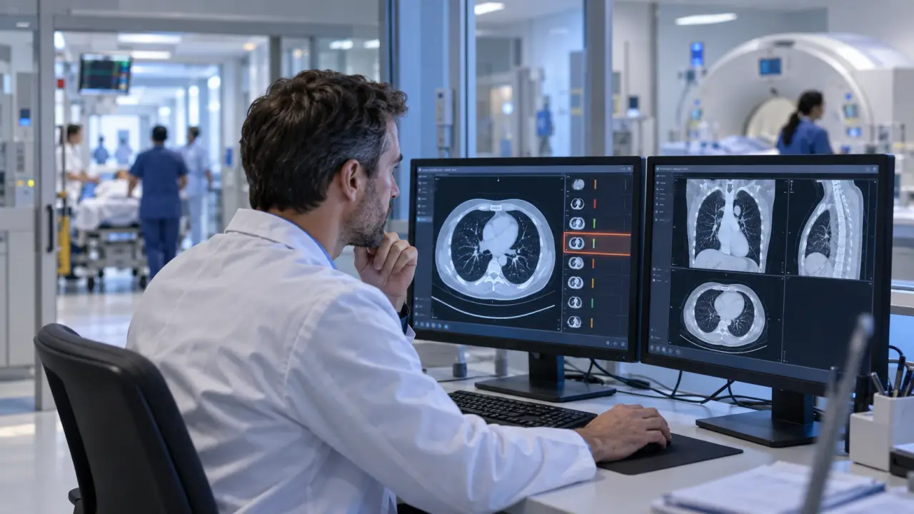 Scanner cérébral et interface numérique d'aide au tri radiologique